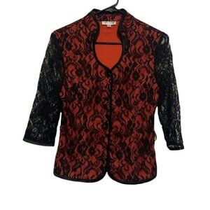 Red & Black Lace Bolero Jacket Gothic Witchy Vixen Style (Gilani, Size 10)